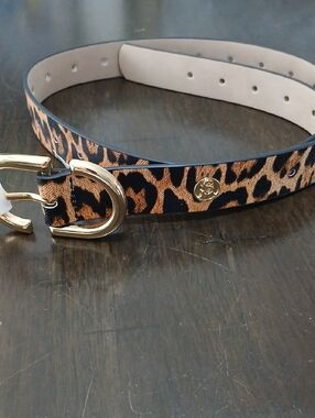 Steve Madden Leopard Print Women’s Belt with Gold Buckle